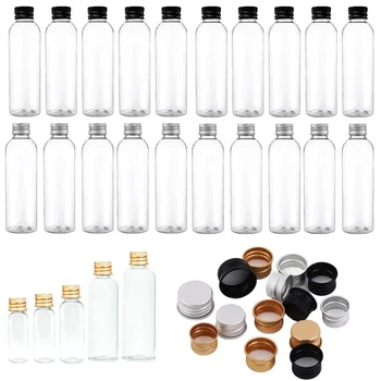 10Pcs 5ml-250ML мини пластмасова бутилка с алуминиеви винтови капаци Преносими примерни флакони Пътуване козметични контейнери за лосион вода