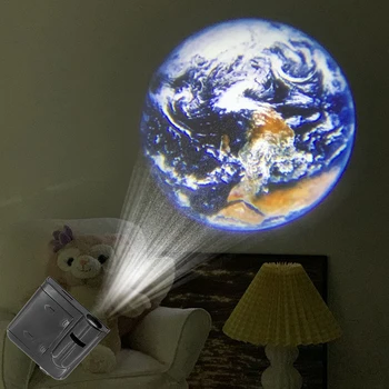 16 Пейзажни карти Лунна галактика прожекционна лампа Фонов проектор Фото реквизит Спалня Нощно шкафче Декор Атмосфера лампа