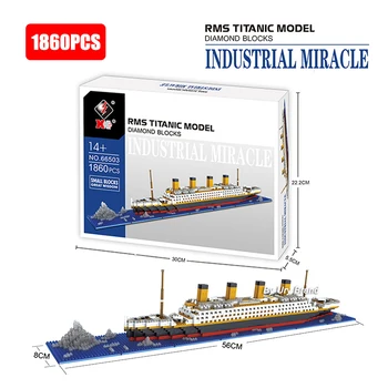 1860pcs Комплект City Series с кутия DIY диамант мини 3D тухли Титаник круиз филми лодка кораб строителни блокове играчки за деца