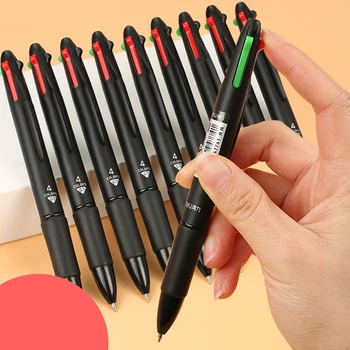 1Pcs 4 в 1 многоцветна химикалка цветна прибираща се химикалка многофункционална писалка за маркер писане канцеларски материали
