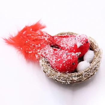 1Pcs изкуствена червена птица дърво клип на DIY орнаменти занаят Коледа Начало парти декор Коледа подарък комплект