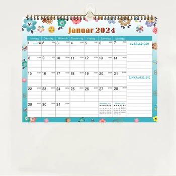 2024 Календар бюро календари сълзотворен двойна линия празник месечна хартия стена офис дома висящи стая декор