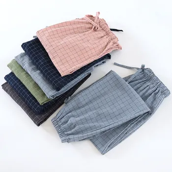 2024 Мъже Ежедневни карирани пижами Спално облекло Чисти памучни панталони Мъжки удобни панталони за домашно облекло Нови горещи панталони R96