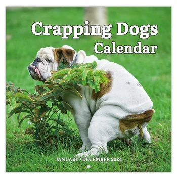 2024 Стенен календар - 2024 Календар, януари 2024 - декември 2024, 12 Месечен календар на кучетата 2024, Забавни подаръци A