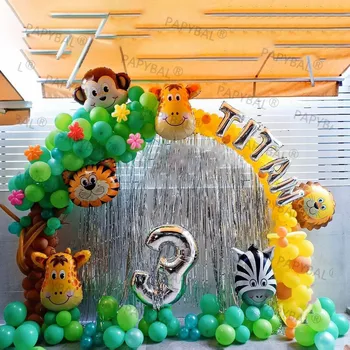 208pcs Jugle тема балони Венец арка комплект горски животни 32 