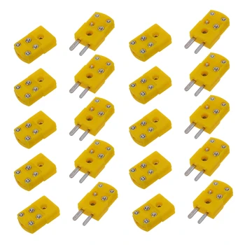 20X жълта пластмасова обвивка K тип термодвойка щепсел гнездо конектор комплект
