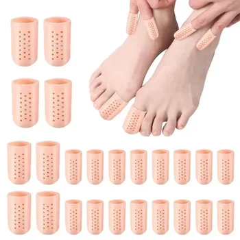 2Pcs силиконови калъфи за пръсти за защита на врастнали нокти на краката дишащ протектор за пръсти ръкав Bunion подложки възглавница Big Toe Guards