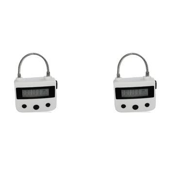2X метален таймер заключване USB LCD дисплей метален електронен акумулаторен таймер многофункционален катинар бял