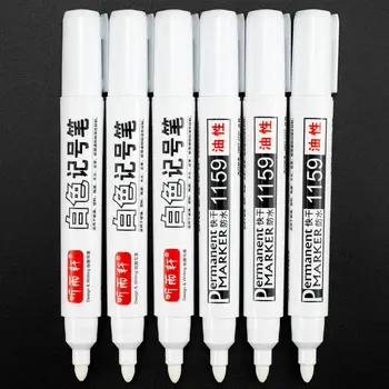 3 / 10pcs постоянен за метален бял маркер писалка мазна водоустойчива пластмасова гел писалка писане рисуване графити писалка канцеларски бележник