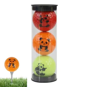 3 Pc сладък карикатура панда голф топка двуслоен синтетичен каучук голф практика топки подарък топки за голф диапазон & обучение