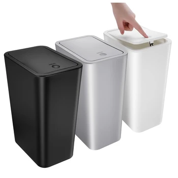 3Pcs малка баня боклук с капак - 2.6 галон тънък боклук кошче за кухня/спалня/офис/общежитие трайни лесен за използване