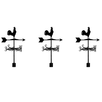 3X Ветропоказател с животински пилета Градински кол Времето Vane Посока на вятъра Петел Петел Орнамент Изкуство занаят