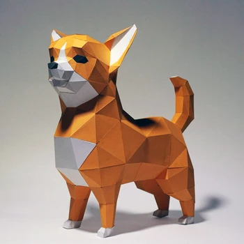 42cm Чихуахуа куче домашен любимец хартия модел Начало декор стая орнамент бюро декорация Papercraft 3D DIY ръчно изработени творчески играчки
