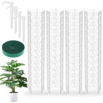 4Pcs мъх полюс 15.7 инчов многократна употреба пластмасови растения полюс стик прозрачен растителна подкрепа устойчиви на атмосферни влияния мъх стик за градина