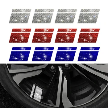 4Pcs стикери за автомобилни гуми Автоматично колело на джантата на вратата Творчески отразяващи кристални стикери Персонализиран декоративен стикер за гуми за превозни средства