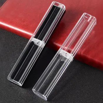 50Pcs пластмасова писалка случай прозрачен молив случай кутия ясно писалка контейнер за съхранение за студент училище офис