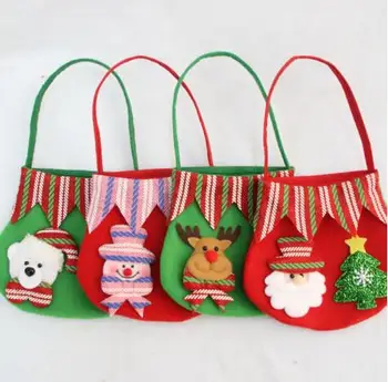 5pcs / партида Коледна ябълка подарък чанта със снежен човек Дядо Коледа мечка Дейвид елен Бонбони чанта Коледна украса Бъдни вечер