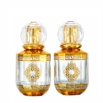 5pcs парфюм спрей бутилка за многократна употреба пулверизатор винтова помпа празен кръг луксозно злато стъкло арабски аромат бутилки 50ml