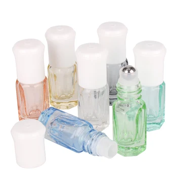 6pcs/12pcs 3ml мини преносима стъклена ролка върху бутилки за многократна употреба за етерично масло с неръждаеми/стъклени ролкови флакони за парфюм