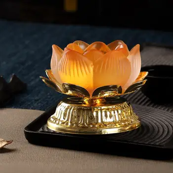 Alloy чай светлина притежателя масло лампа тибетски доставка лотос цвете форма тибетски масло свещници за настолна сватба декор