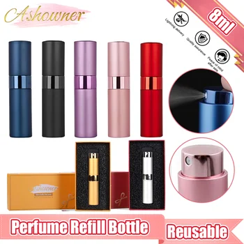 Ashowner 8ML Portable парфюм пълнител бутилка козметика празен течен контейнер пътуване спрей пулверизатор бутилка с подаръчна кутия