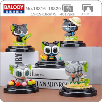 Balody Animal World Cat Singer Guitar Hamburger Candy Teacup Pet Display Case Mini Diamond Blocks Bricks Building Toy New In Box
