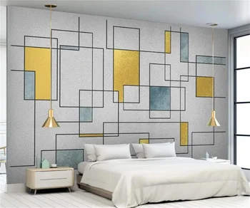 beibehang Персонализиран 3d тапет стенопис модерен минималистичен геометричен златен мозайка модел спалня нощно легло стена хартия
