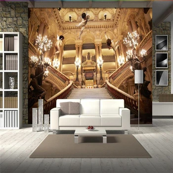 beibehang Персонализирана снимка тапет стикер Европейски аристократичен кралски дворец 3d Ангел стълбище Рай фон стена