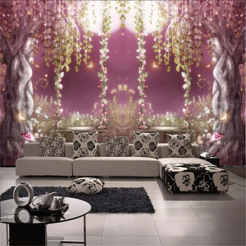 beibehang Страната на чудесата фантас лилаво цвете лозови дървета papel de parede 3d стена хартия Персонализирана тапети ролка TV фон хол