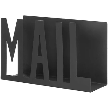 Black Metal Desktop Cutout Mail Letter Holder