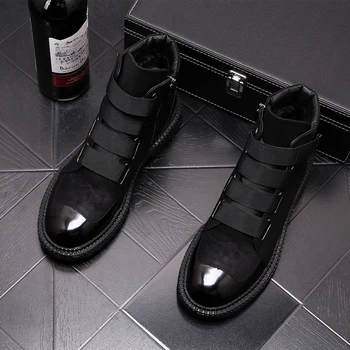 brand designer men fashion party nightclub wear autumn winter boots black original leather shoes handsome ankle boot short botas