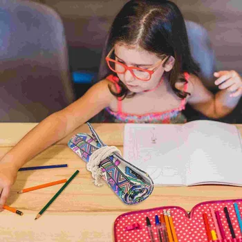 Canvas писалка завеса цветни моливи многофункционални случай чанти притежателя малки торбичка кърпа съхранение случаи за момичета голям капацитет