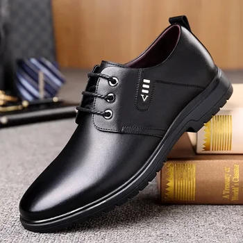 Casual Бизнес за мъже Обувки Черна дантелена рокля Работни обувки Чуждестранни Zapatos Para Hombres Кожени обувки Мъже Дантела нагоре