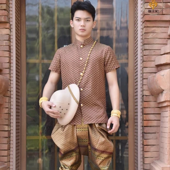 Chut Тайландско традиционно облекло Мъжко сценично изпълнение Шоу Риза Панталони Национален тайландски костюм Облекло Дрехи от Югоизточна Азия