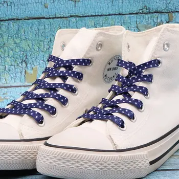 Coolstring Trend личност топлопреминаване връзки връзки сублимирани отпечатани синьо бяла звезда печат обувка дантели за маратонка Flatlace