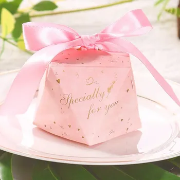 Creative Pink Diamond романтична сватба като бонбони кутия парти подарък кутия Bomboniere подарък кутия връщане подарък кутия панделка 50pcs
