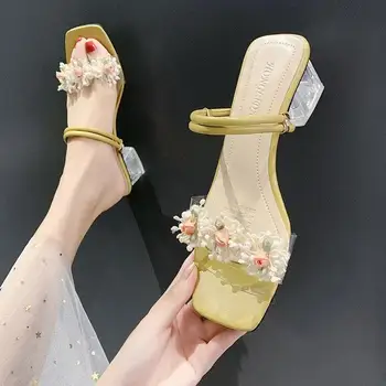 Cresfimix Жени Cool Comfort Floral Deco Summer Beach сандали на висок ток Lady Cute Sweet Comfort Spring Heel Sandals Shoes A9579