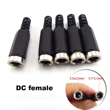 DC женски захранващи конектори 5.5mm x 2.1mm женски жак гнездо адаптер за тел 5.5x2.5mm