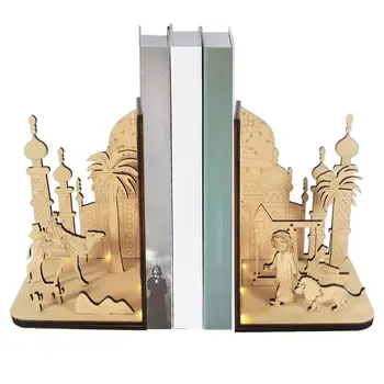 DIY 3D дървена книга Nook рафт миниатюри арабски етнически сцена комплекти реколта известен агенция Bookends етажерка Начало декор