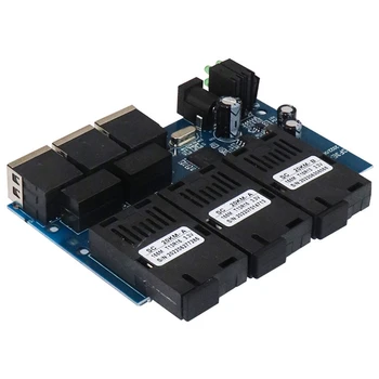 Ethernet Fiber Switch 100M PCBA Board Optic Media Converter 20Km 3 Fiber 3 RJ45 Поддръжка RPOE симплекс SC Fiber Switch