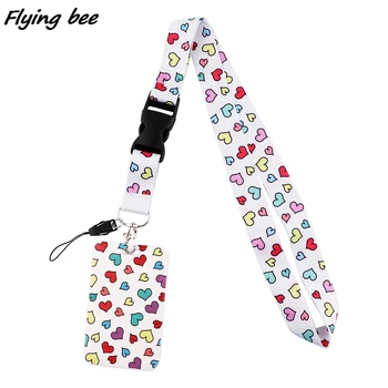 Flyingbee X1754 Цветно сърце живопис изкуство творчески ремък значка ID ремък мобилен телефон въже ключ ремък врат ремъци аксесоари