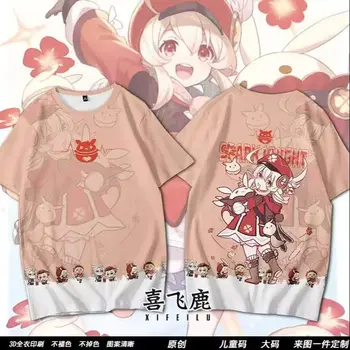 Game Genshin Impact Klee Тема Cosplay Лятна памучна тениска с къс ръкав Топ ежедневни свободни дрехи Модна тенденция Костюм неутрален