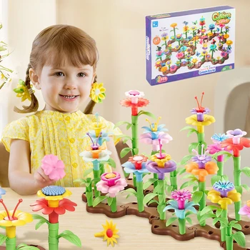 Girls Flower Garden Building Blocks Toys STEM Learning Образователна дейност за предучилищна Коледа Подарък за рожден ден за деца