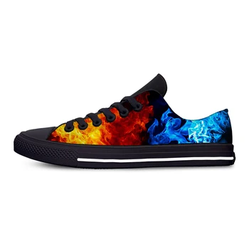 Hot Cool Summer Anime Cartoon Flaming Flame Fire Fashion Funny Casual Cloth Shoes Low Top Men Women Sneakers Classic Board Shoes
