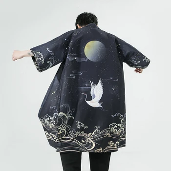 M-5XL Плюс размер мъже японски кимоно жилетка мъже самурай костюм облекло кимоно яке мъжки кимоно риза Юката Хаори XXXXXL