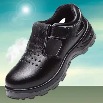 mens свободно време дишаща стомана toe покрива защитни обувки оригинални кожени работни сандали работник лятна сигурност обувки защита