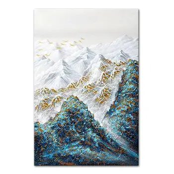 Mintura, ръчно изработени Rizhao Jinshan маслени картини върху платно, абстрактно снежно планинско стенно изкуство, за модерна всекидневна, декорация на дома