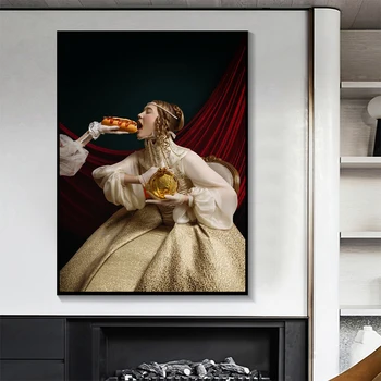 Modern Let Her Eat Hot Dogs Art Canvas Paintings Vintage Lady Posters and Prints Wall Art Pictures for Living Room Decor Cuadros