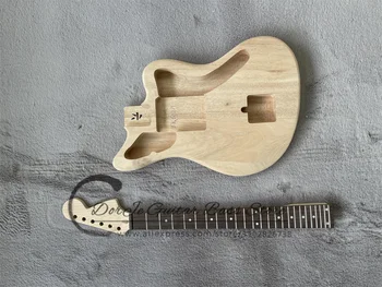 No Paint Guitar Jaguar Махагоново тяло Кленов врат Rose Wood fingerboard без никакъв хардуер