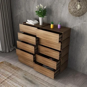 Nordic Simple Modern Комбинация Дървен скрин Шкаф за съхранение Малък апартамент Хол Ins Мебели за спалня